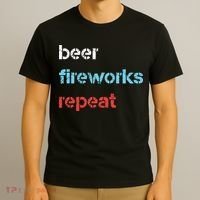 Beer Fireworks Repeat 4Th Of July Beer Drinking T-Shirt thumb 3