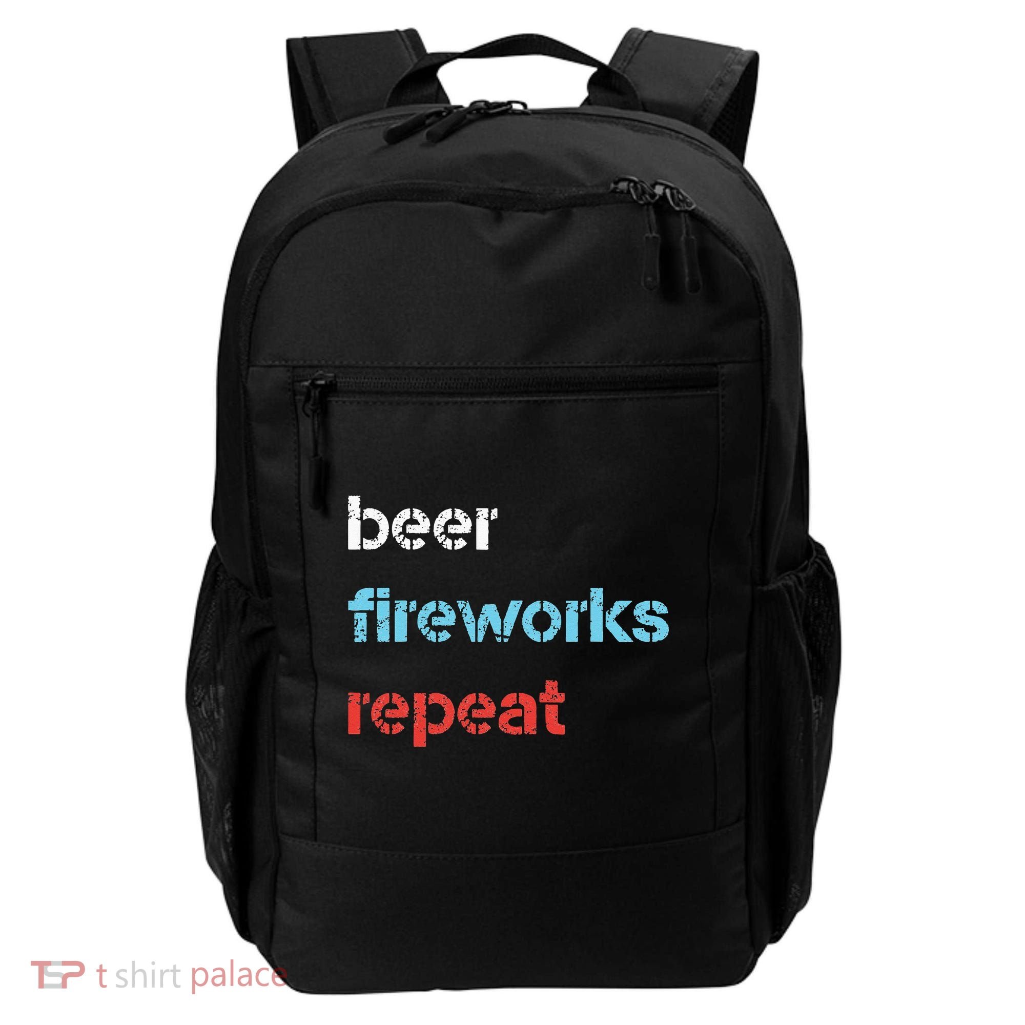 Beer Fireworks Repeat 4Th Of July Beer Drinking Backpack