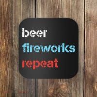 Beer Fireworks Repeat 4Th Of July Beer Drinking Coaster thumb 0