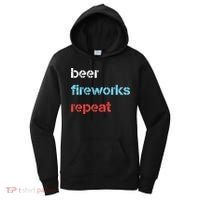 Beer Fireworks Repeat 4Th Of July Beer Drinking Women's Hoodie thumb 0
