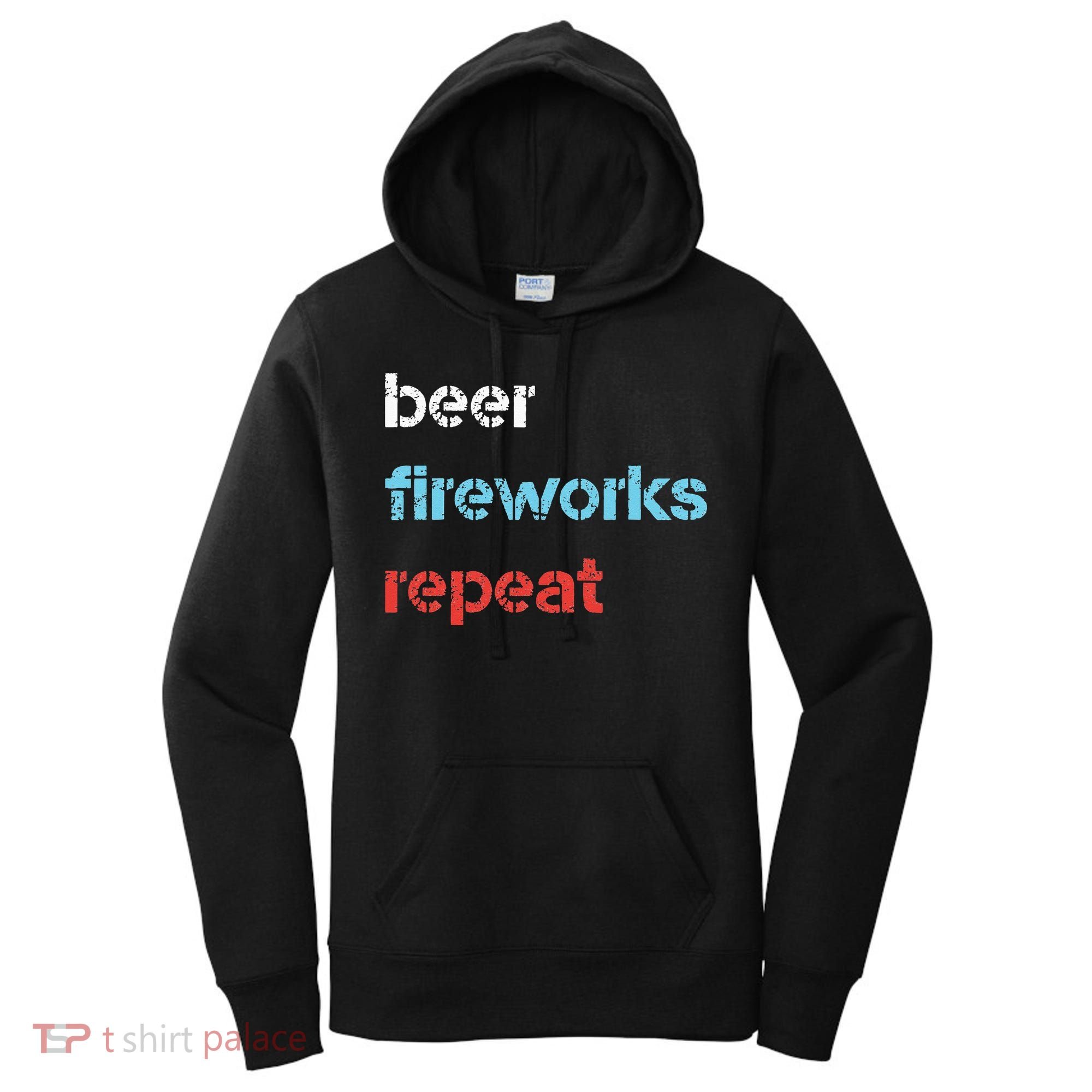 Beer Fireworks Repeat 4Th Of July Beer Drinking Women's Hoodie