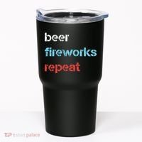 Beer Fireworks Repeat 4Th Of July Beer Drinking Tumbler thumb 0