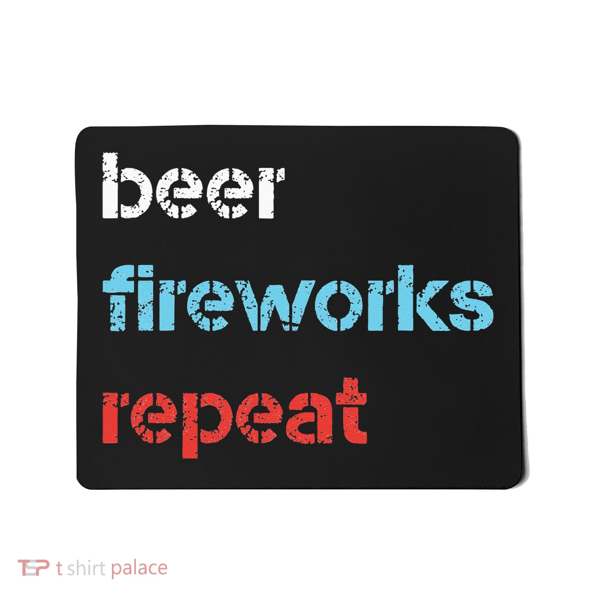 Beer Fireworks Repeat 4Th Of July Beer Drinking Mousepad