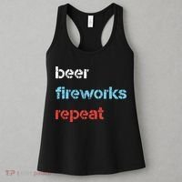 Beer Fireworks Repeat 4Th Of July Beer Drinking Women's Tank Top thumb 3