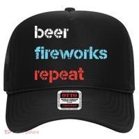 Beer Fireworks Repeat 4Th Of July Beer Drinking Hat thumb 0