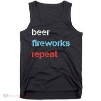 Beer Fireworks Repeat 4Th Of July Beer Drinking Tank Top thumb 0