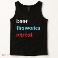 Beer Fireworks Repeat 4Th Of July Beer Drinking Tank Top thumb 2