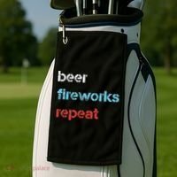 Beer Fireworks Repeat 4Th Of July Beer Drinking Golf Towel thumb 2