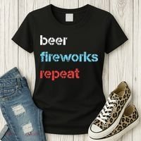 Beer Fireworks Repeat 4Th Of July Beer Drinking Women's T-Shirt thumb 3
