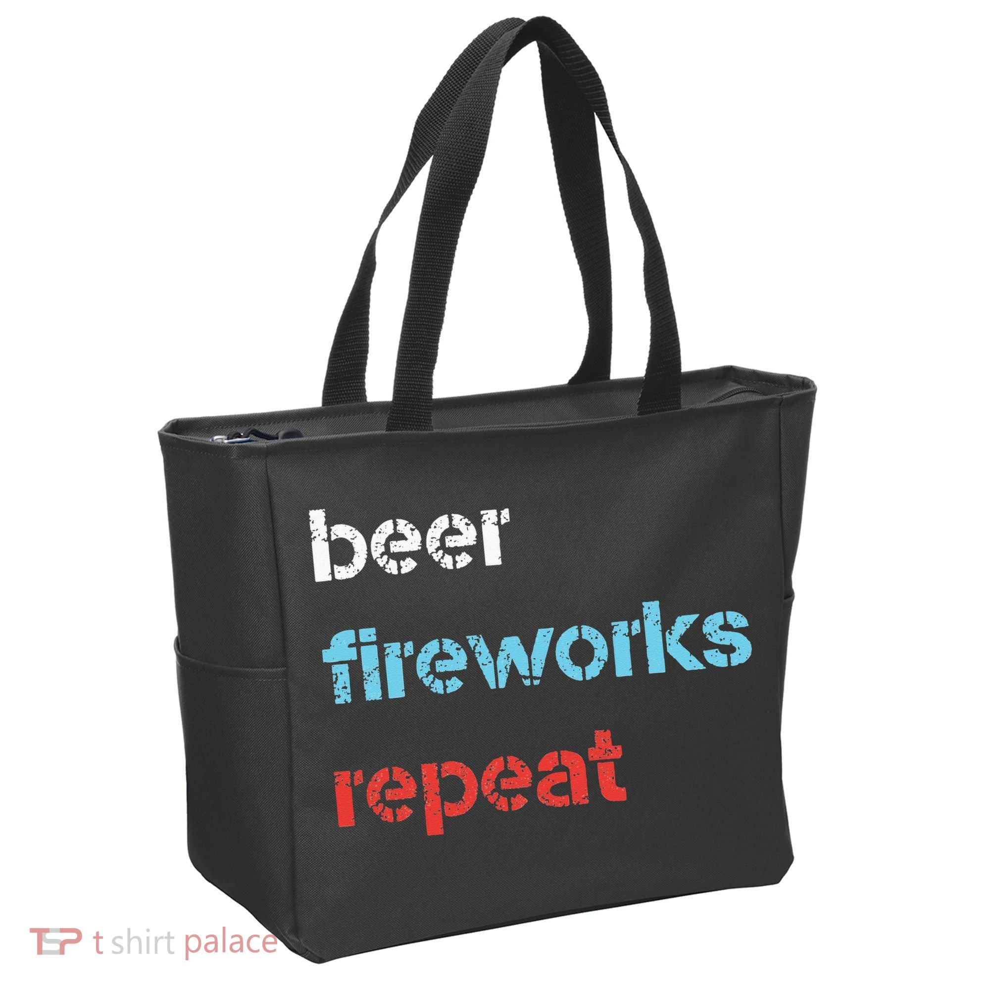 Beer Fireworks Repeat 4Th Of July Beer Drinking Tote Bag