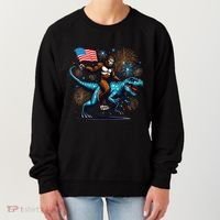 Bigfoot Fireworks Riding A Trex With Usa Flag Women's Sweatshirt thumb 0