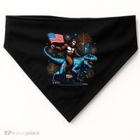 Bigfoot Fireworks Riding A Trex With Usa Flag USA-Made Doggie Bandana thumb 0
