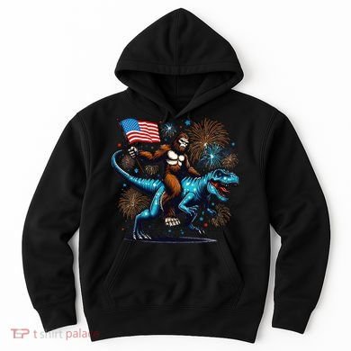 Bigfoot Fireworks Riding A Trex With Usa Flag Hoodie