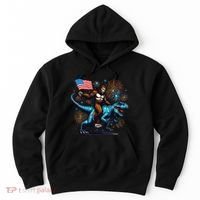 Bigfoot Fireworks Riding A Trex With Usa Flag Hoodie thumb 0