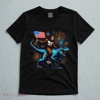 Bigfoot Fireworks Riding A Trex With Usa Flag T-Shirt thumb 5