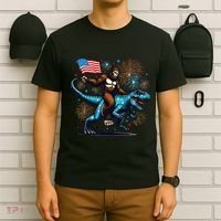 Bigfoot Fireworks Riding A Trex With Usa Flag T-Shirt thumb 6