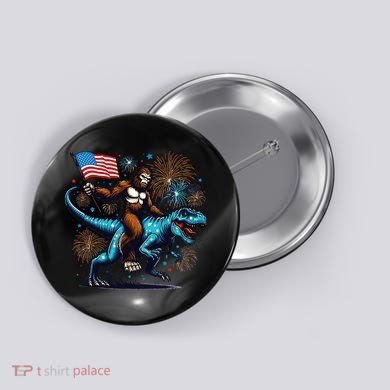 Bigfoot Fireworks Riding A Trex With Usa Flag Button