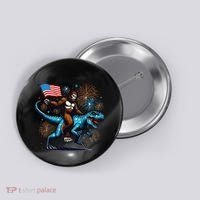 Bigfoot Fireworks Riding A Trex With Usa Flag Button thumb 0