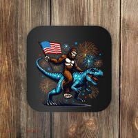 Bigfoot Fireworks Riding A Trex With Usa Flag Coaster thumb 0