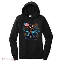 Bigfoot Fireworks Riding A Trex With Usa Flag Women's Hoodie thumb 0