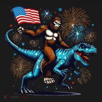 Bigfoot Fireworks Riding A Trex With Usa Flag Mousepad thumb 1