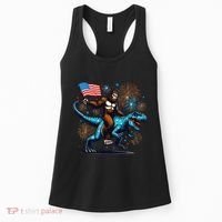 Bigfoot Fireworks Riding A Trex With Usa Flag Women's Tank Top thumb 0