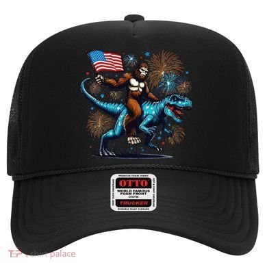 Bigfoot Fireworks Riding A Trex With Usa Flag Hat
