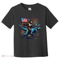Bigfoot Fireworks Riding A Trex With Usa Flag Toddler T-Shirt thumb 0