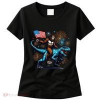 Bigfoot Fireworks Riding A Trex With Usa Flag Women's T-Shirt thumb 0