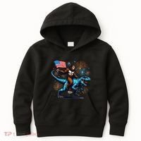Bigfoot Fireworks Riding A Trex With Usa Flag Kids Hoodie thumb 0