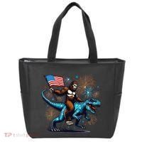 Bigfoot Fireworks Riding A Trex With Usa Flag Tote Bag thumb 0