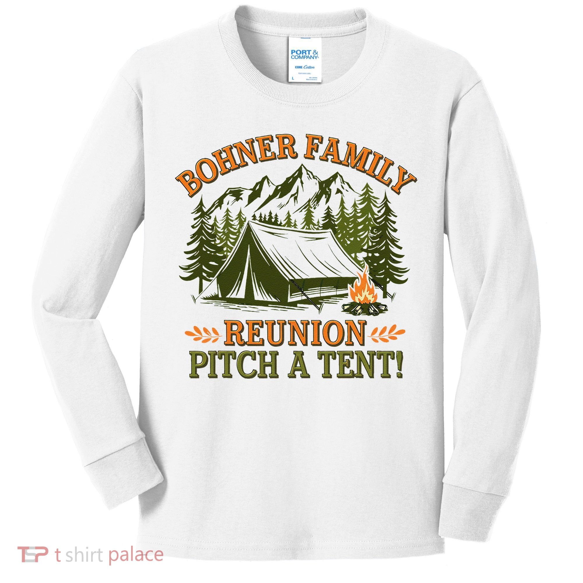 Bohner Family Reunion Pitch A Tent Kids Long Sleeve Shirt