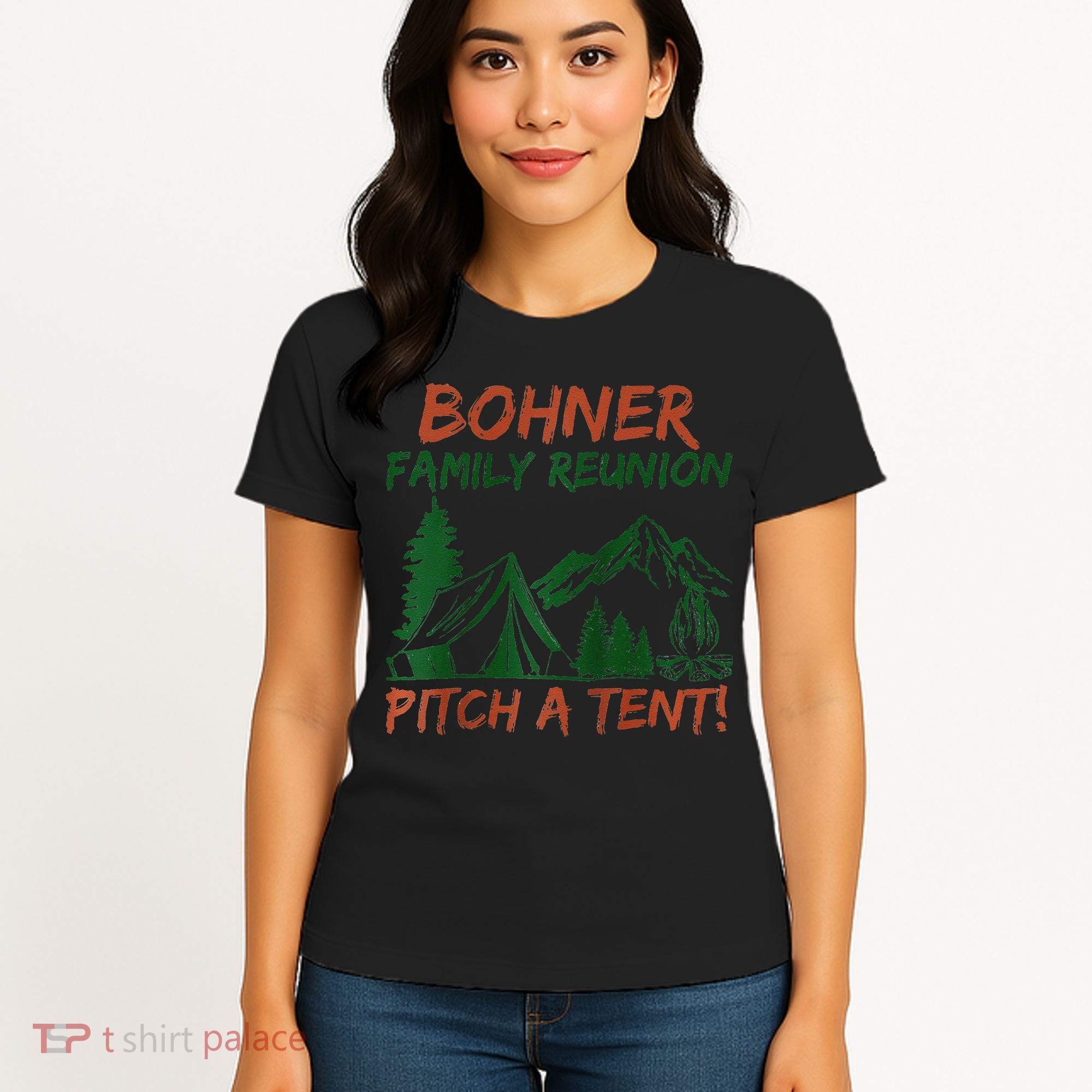 Bohner Family Reunion Pitch A Tent Raglan Gift Women's T-Shirt