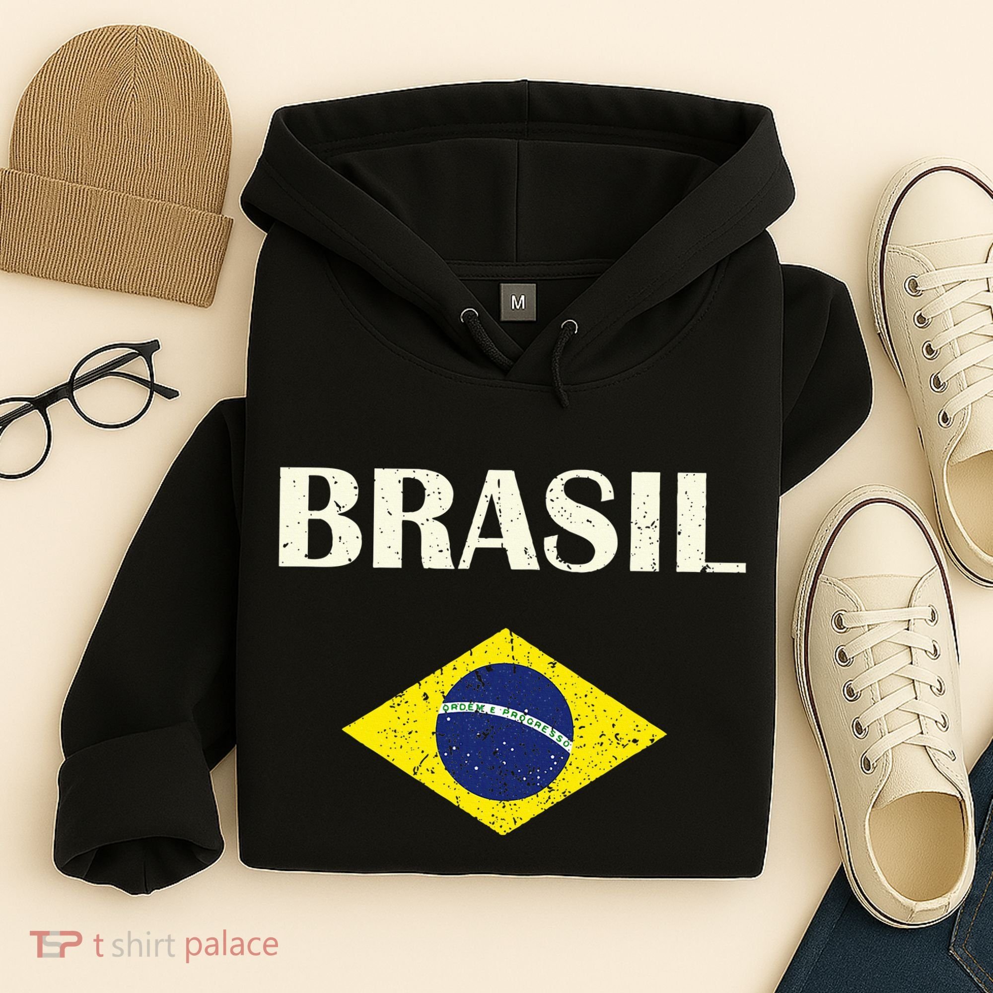 Brasil Flag Retro Soccer Hoodie