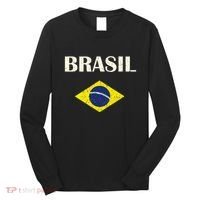 Brasil Flag Retro Soccer Long Sleeve Shirt thumb 0