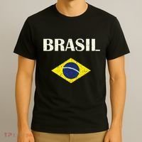 Brasil Flag Retro Soccer T-Shirt thumb 3