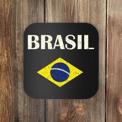 Brasil Flag Retro Soccer Coaster