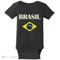Brasil Flag Retro Soccer Baby Bodysuit thumb 0