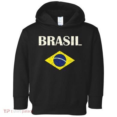 Brasil Flag Retro Soccer Toddler Hoodie