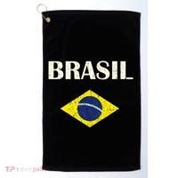 Brasil Flag Retro Soccer Golf Towel thumb 0