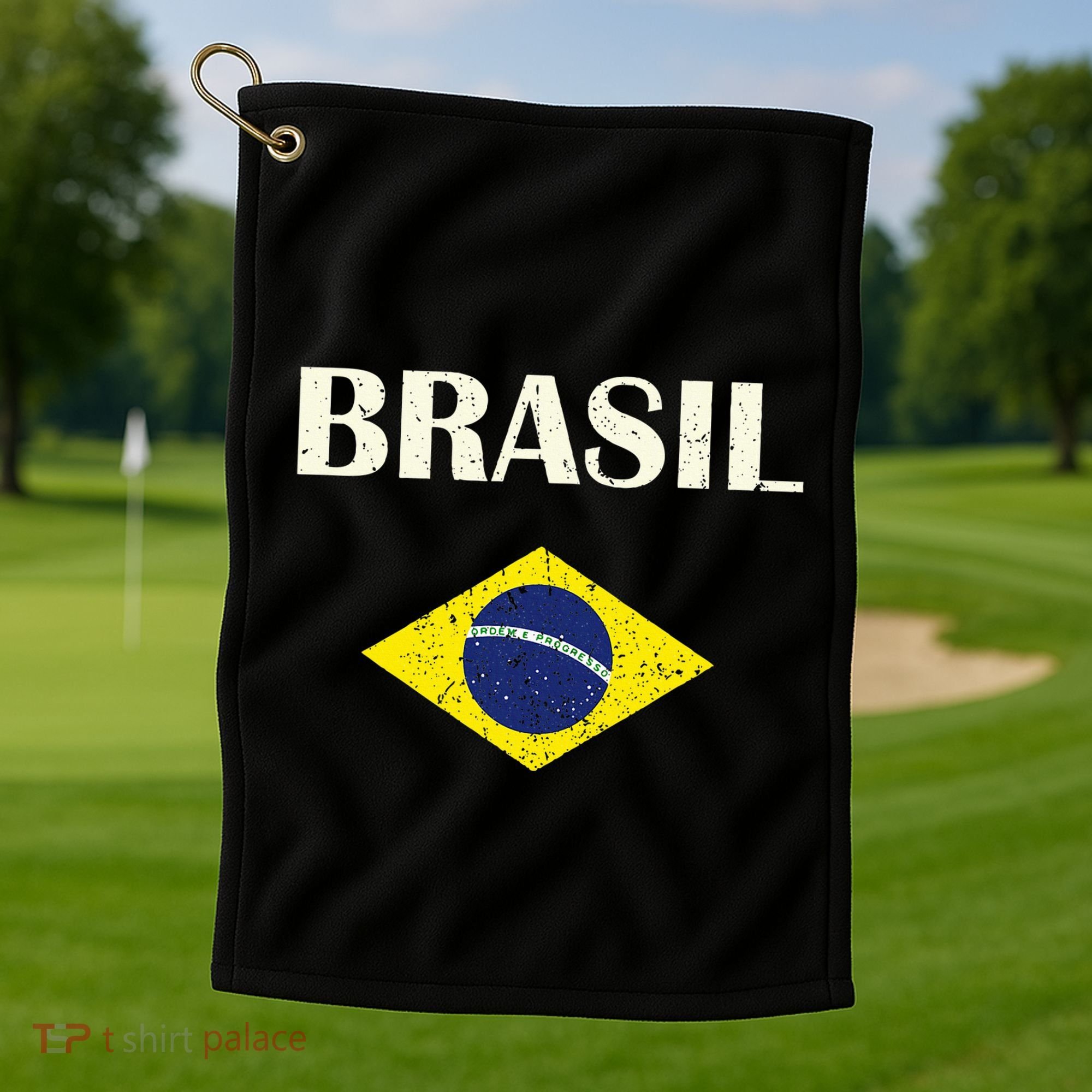 Brasil Flag Retro Soccer Golf Towel