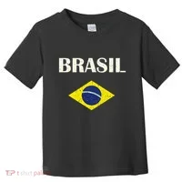 Brasil Flag Retro Soccer Toddler T-Shirt thumb 0