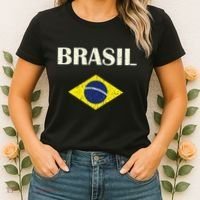 Brasil Flag Retro Soccer Women's T-Shirt thumb 2