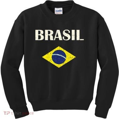 Brasil Flag Retro Soccer Kids Sweatshirt