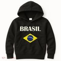 Brasil Flag Retro Soccer Kids Hoodie thumb 0