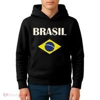 Brasil Flag Retro Soccer Kids Hoodie thumb 4