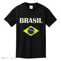 Brasil Flag Retro Soccer Kids T-Shirt thumb 0