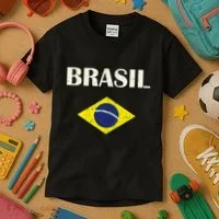 Brasil Flag Retro Soccer Kids T-Shirt thumb 3