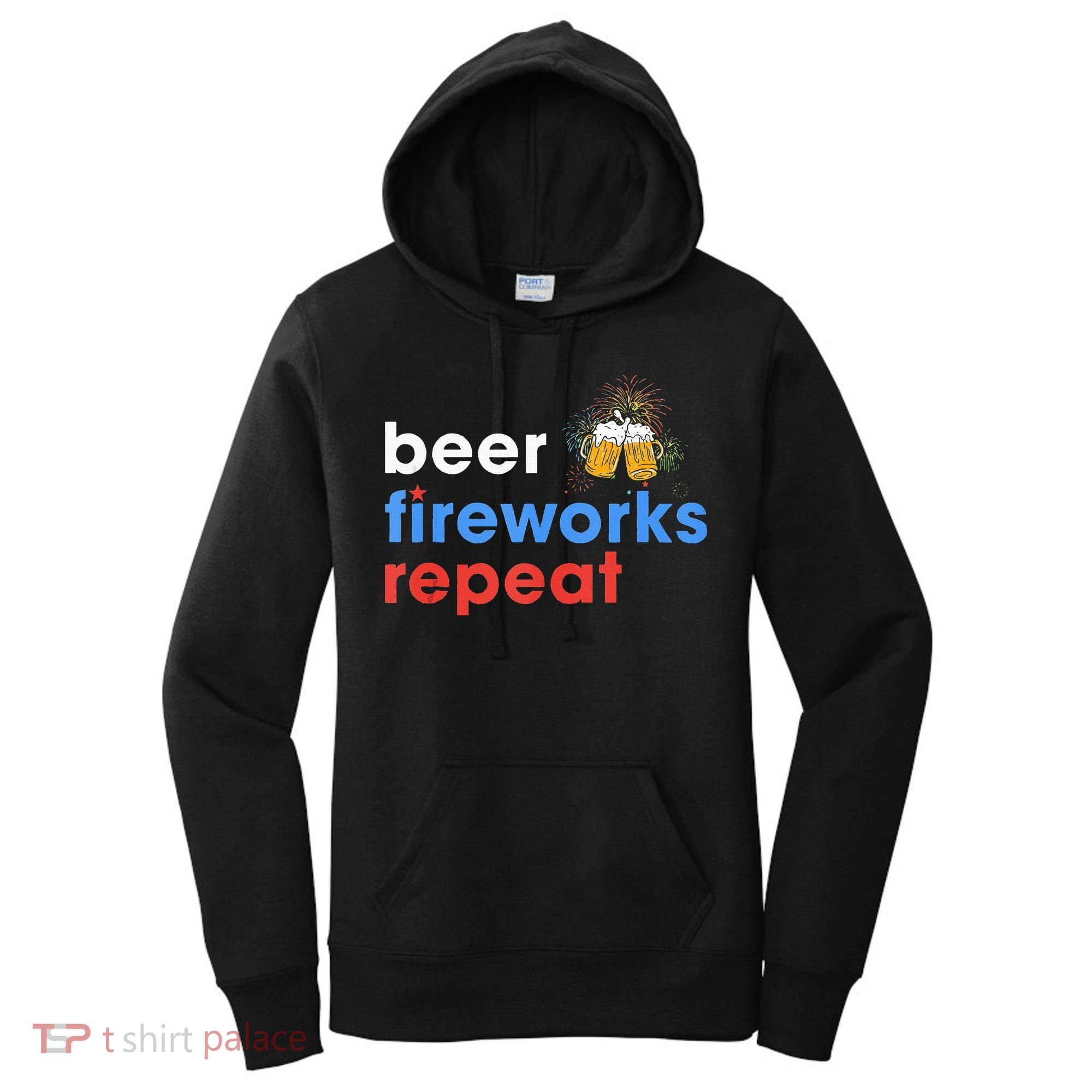 Beer Fireworks Repeat Funny 4th Of July Beer Lovers Gifts Women's Hoodie