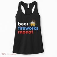 Beer Fireworks Repeat Funny 4th Of July Beer Lovers Gifts Women's Tank Top thumb 0